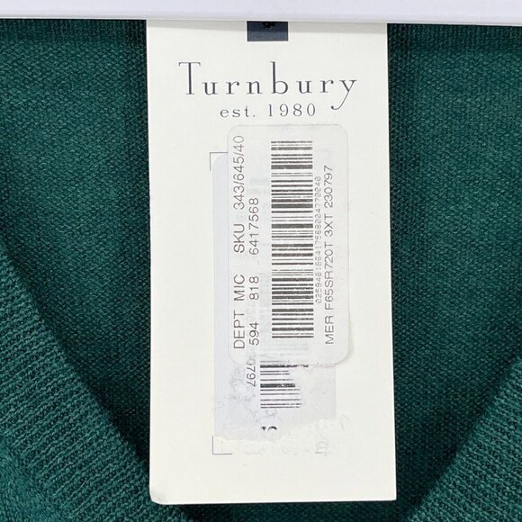 Turnbury Merino Wool Sweater 3XT NWT Green V-Neck Classic Preppy Soft Luxe Mens - Picture 4 of 9